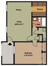1 Bedroom Floor Plan 1 Bedroom Floor Plan at Spanish Villa, Savannah, GA, 31419